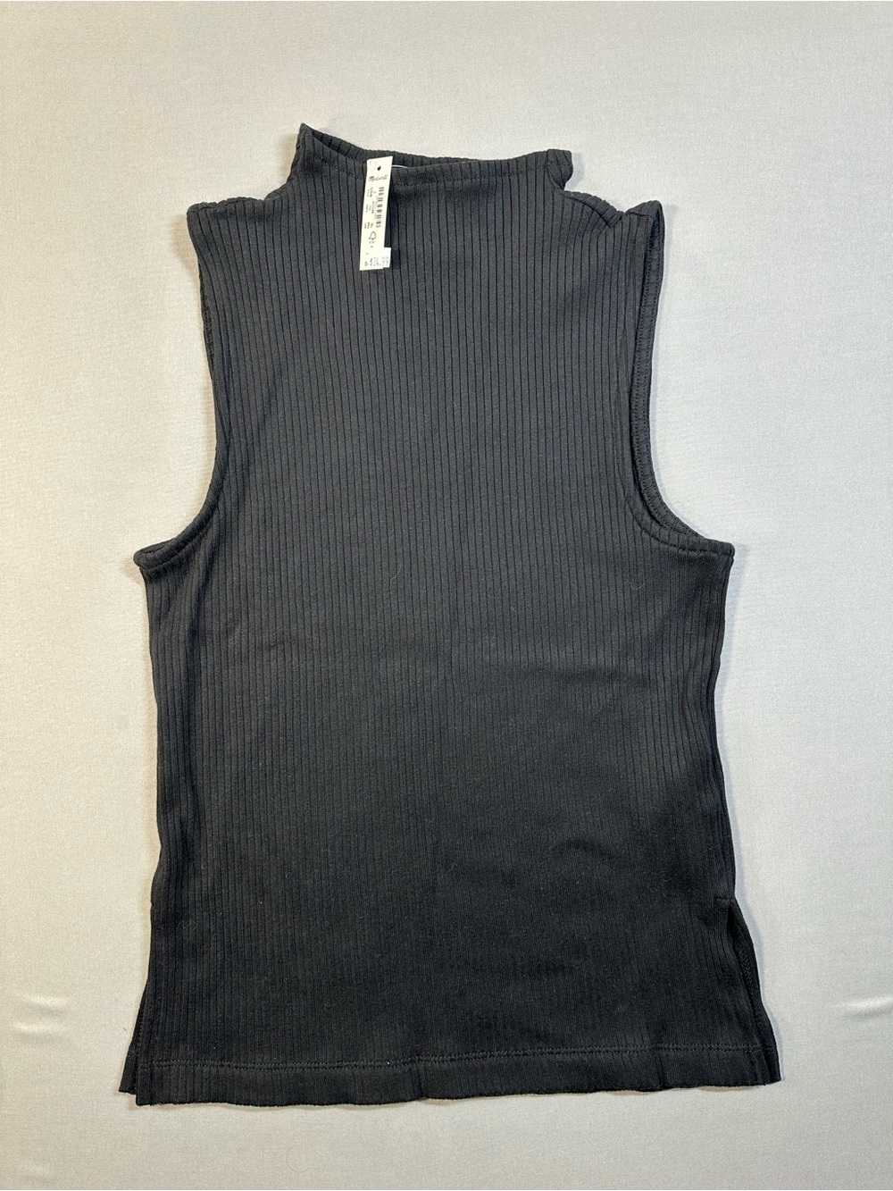 NWT Madewell Side-Slit Mockneck Tank, Ribbed, Black - Womens Small - Picture 3 of 10